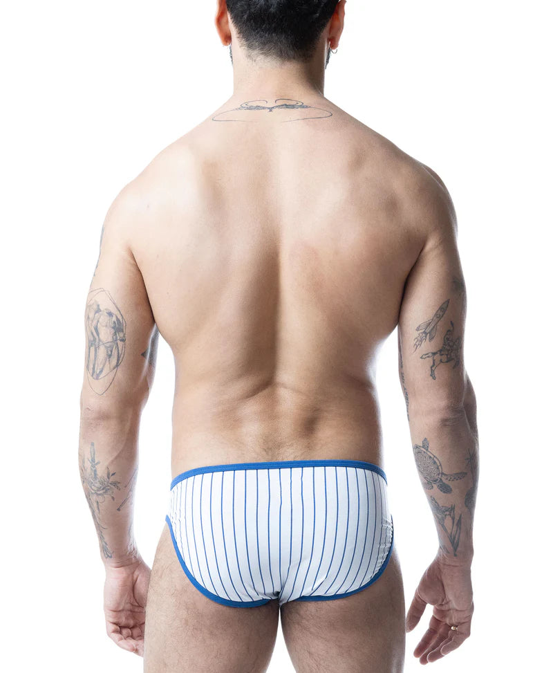 NASTY PIG THIRD BASE LOW RISE BRIEF - WHITE/ QUARTZ BLUE