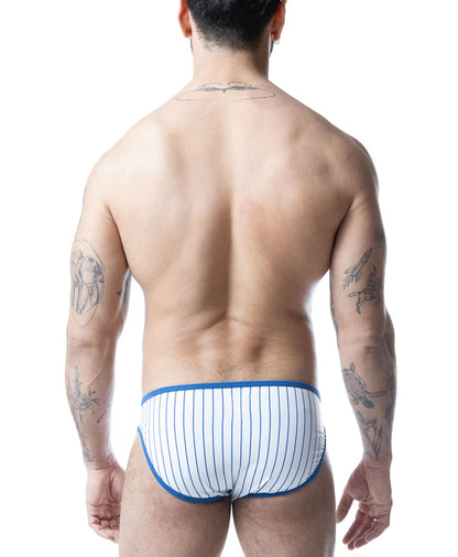 NASTY PIG THIRD BASE LOW RISE BRIEF - WHITE/ QUARTZ BLUE