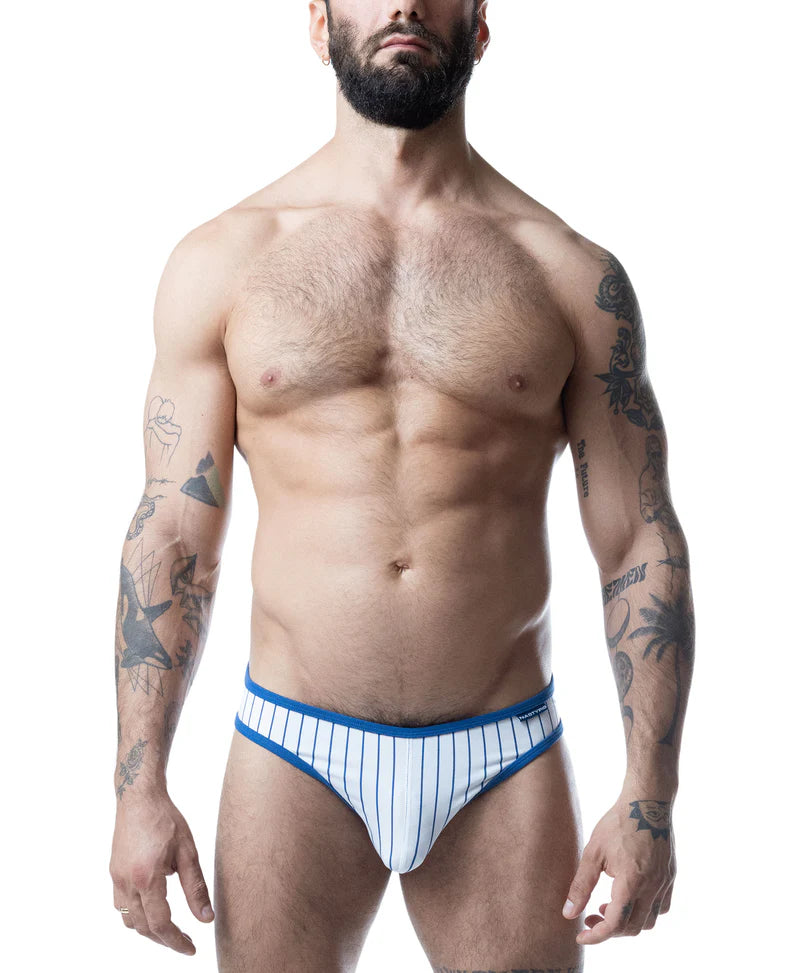 NASTY PIG THIRD BASE LOW RISE BRIEF - WHITE/ QUARTZ BLUE