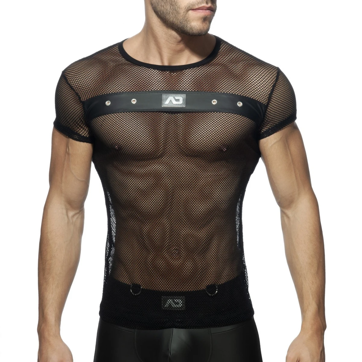 ADDICTED MESH MIXED T-SHIRT - BLACK