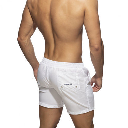 ADDICTED BASIC SWIM LONG SHORT WHITE