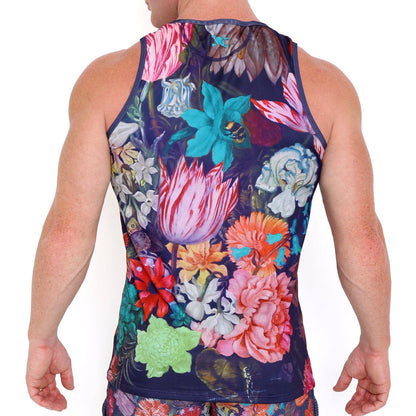 SKULL & BONES HAND PAINTED FLORAL BOUQUET TANK