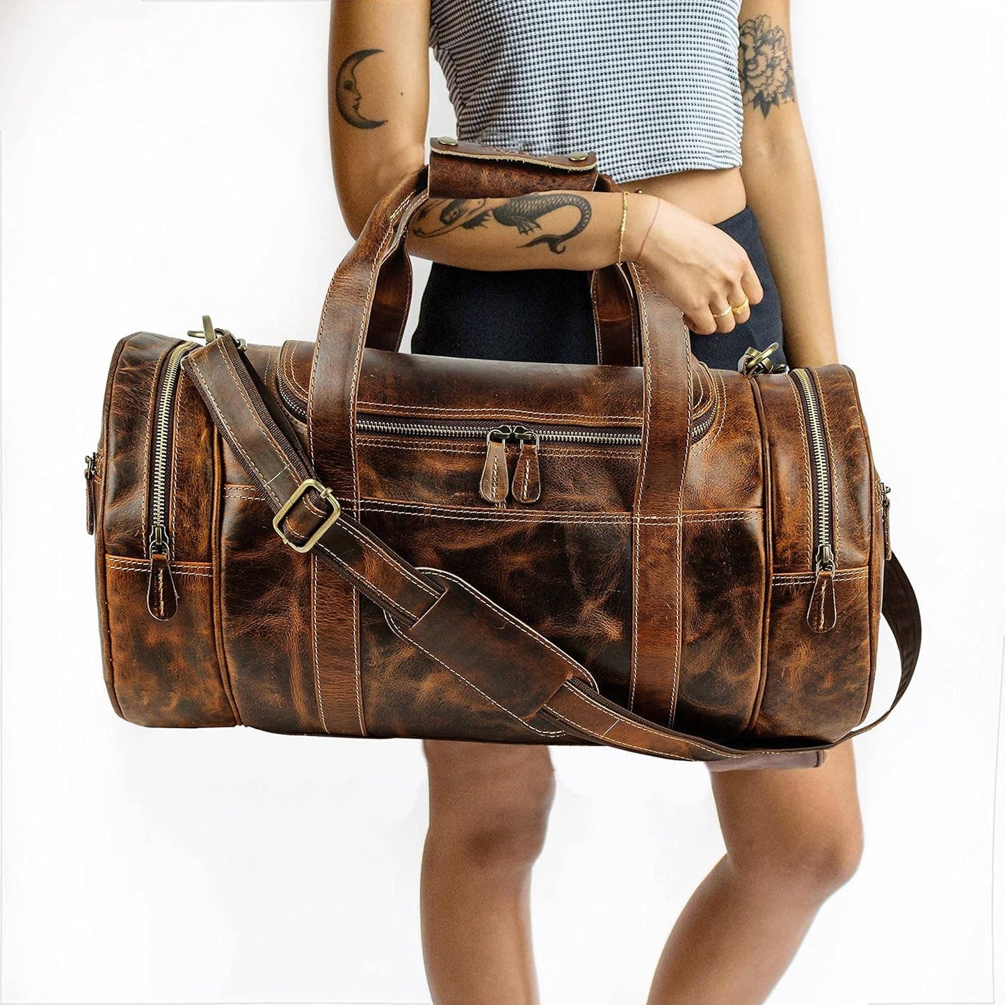 TUZECH LARGE DUFFEL LEATHER WEEKENDER