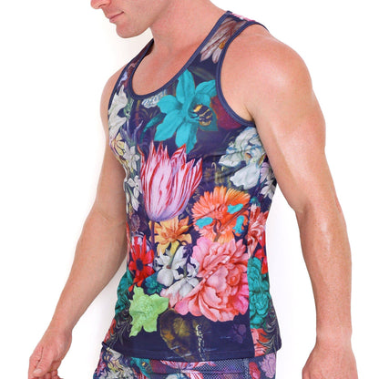 SKULL & BONES HAND PAINTED FLORAL BOUQUET TANK