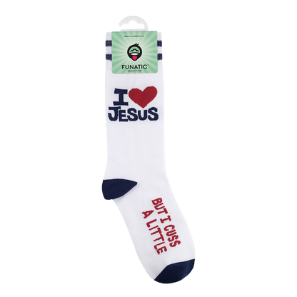 Funatic I Love Jesus (But I Cuss) Socks | Funny