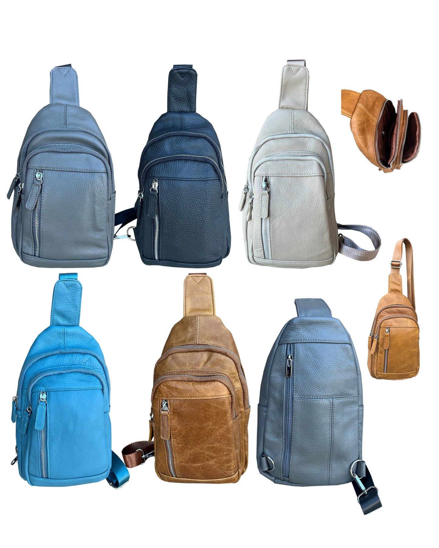 ROMA LEATHERS COWHIDE LEATHER SLING BAG