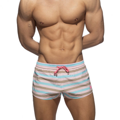 ADDICTED CAKE STRIPES SWIM SHORTS PINK
