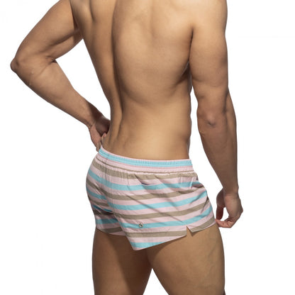 ADDICTED CAKE STRIPES SWIM SHORTS PINK