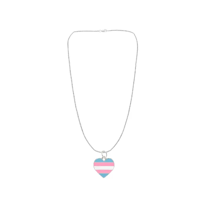THE AWARENESS COMPANY TRANSGENDER FLAG HEART NECKLACE