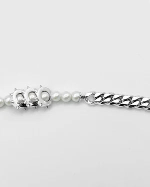RARE ROMANCE MICRO SPIKE PEARL BRACELET SILVER