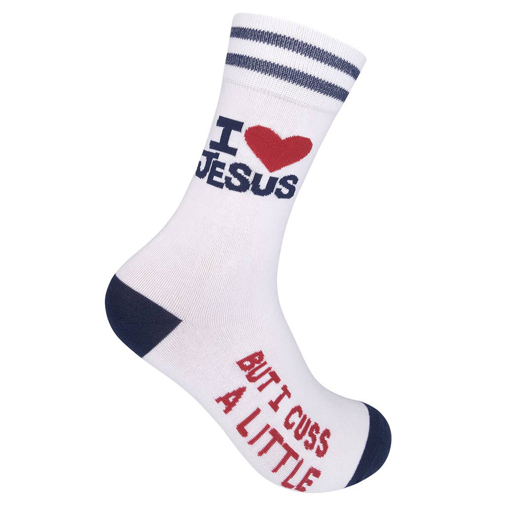 Funatic I Love Jesus (But I Cuss) Socks | Funny