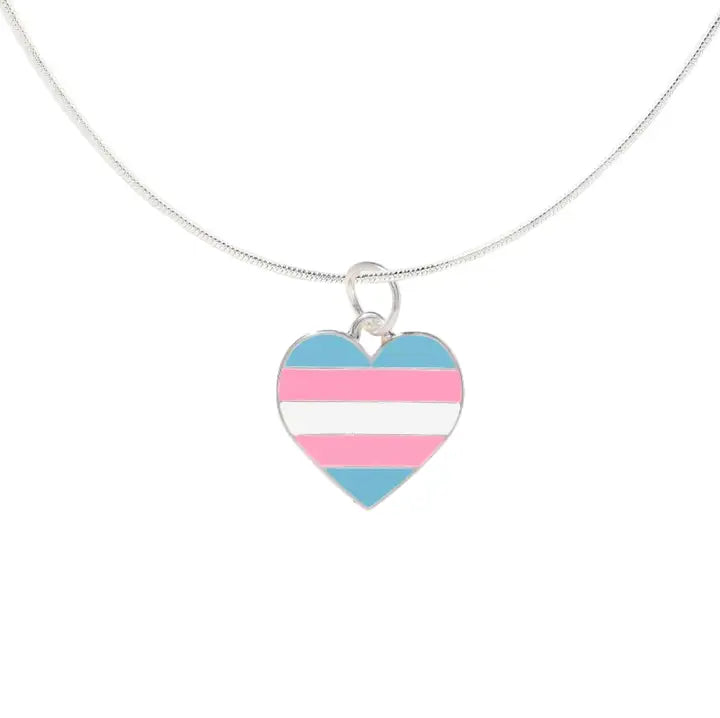 THE AWARENESS COMPANY TRANSGENDER FLAG HEART NECKLACE