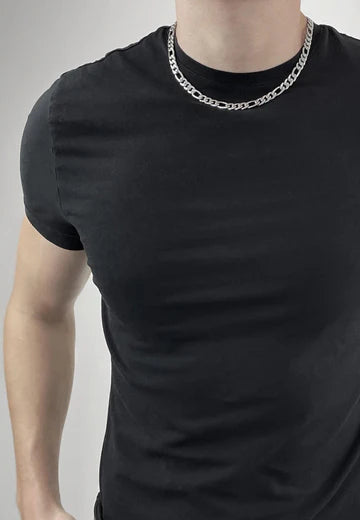 RARE ROMANCE 8MM FIGARO LINK NECKLACE SILVER