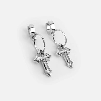 RARE ROMANCE EXTRUDED CROSS DROP EARRINGS