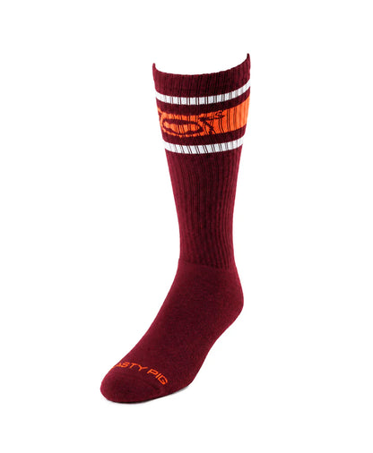NASTY PIG HOOK'D UP SOCKS 3.0 - BURGUNDY/ VIBRANT ORANGE