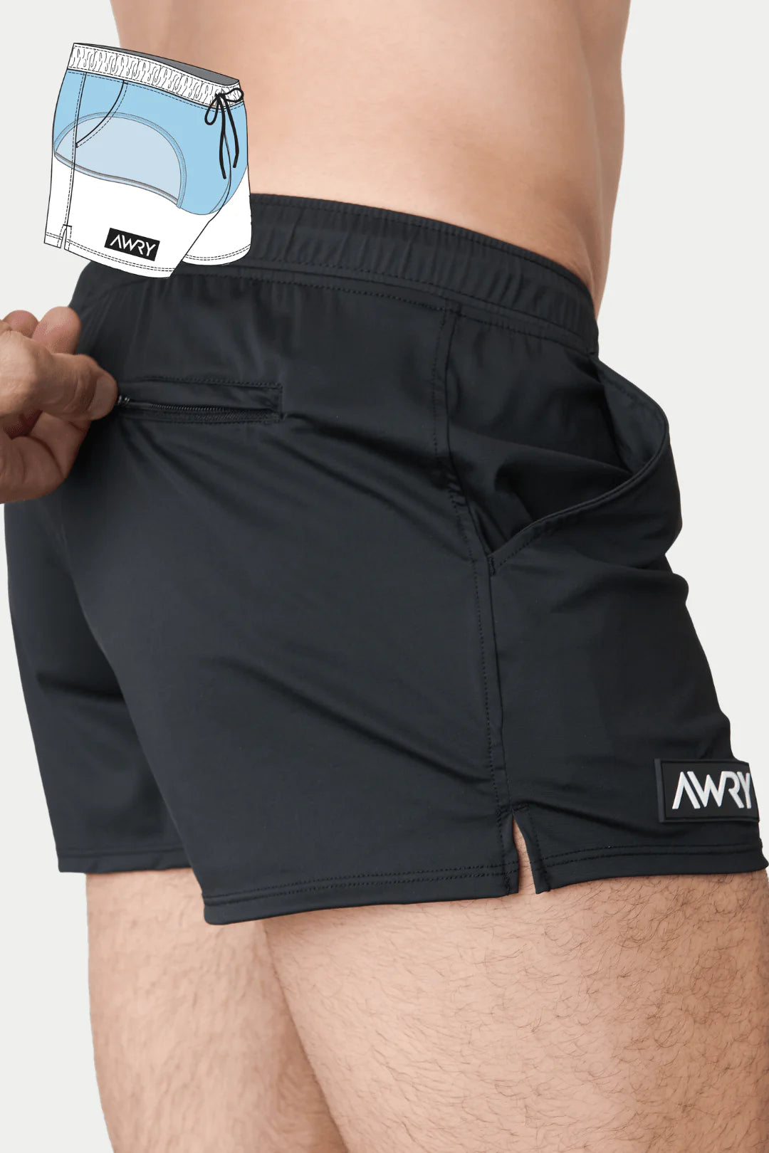 AWRY HYBRID SHORTS - BLACK