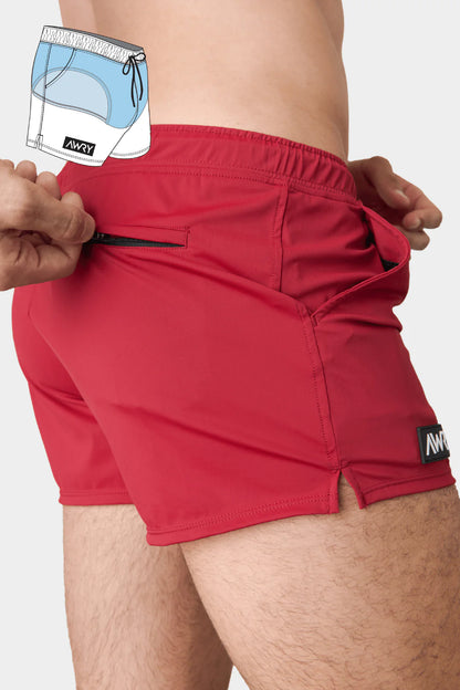 AWRY HYBRID SHORTS - RUBY