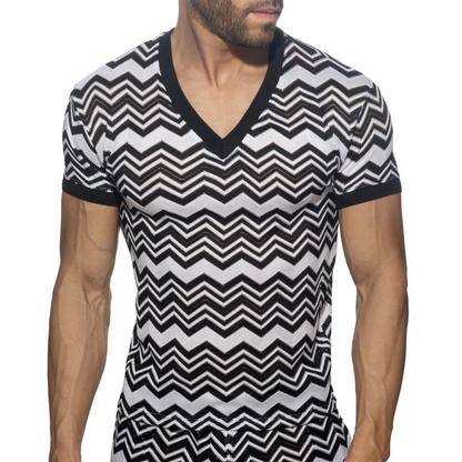 ADDICTED ISPARTA V-NECK - BLACK/WHITE