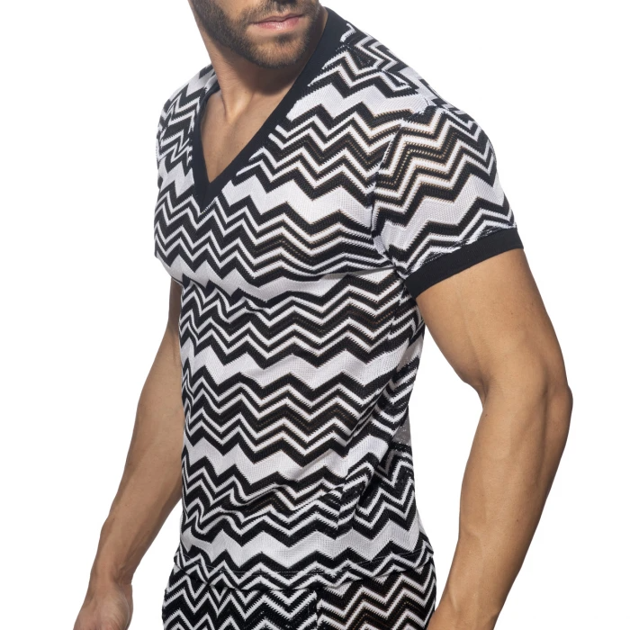 ADDICTED ISPARTA V-NECK - BLACK/WHITE