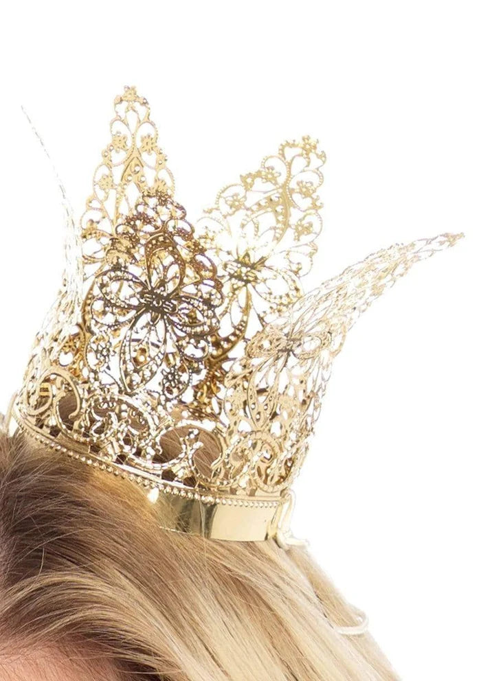 LEG AVENUE MINI METAL FILIGREE CROWN - GOLD