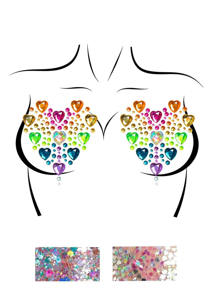 LEG AVENUE PRISM JEWELS NIPPLE PASTIES AND BODY GLITTER
