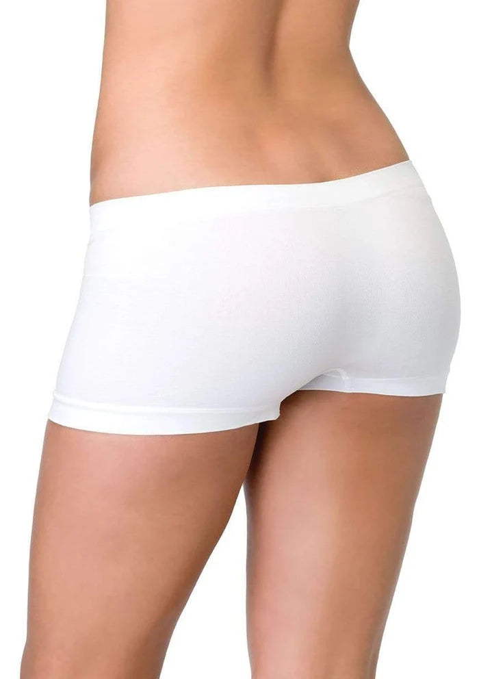LEG AVENUE BASIC SEAMLESS CHEEKY BOYSHORTS - WHITE