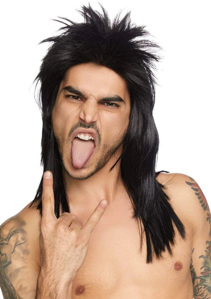 LEG AVENUE 21" UNISEX ROCKSTAR WIG - BLACK