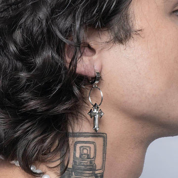 RARE ROMANCE EXTRUDED CROSS DROP EARRINGS