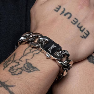 RARE ROMANCE CHUNKY CUBAN LINK BRACELET SILVER