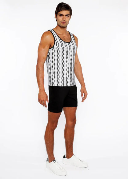 ST33LE ZIGZAG STRIPE TANK FOG BLUE/ BLACK