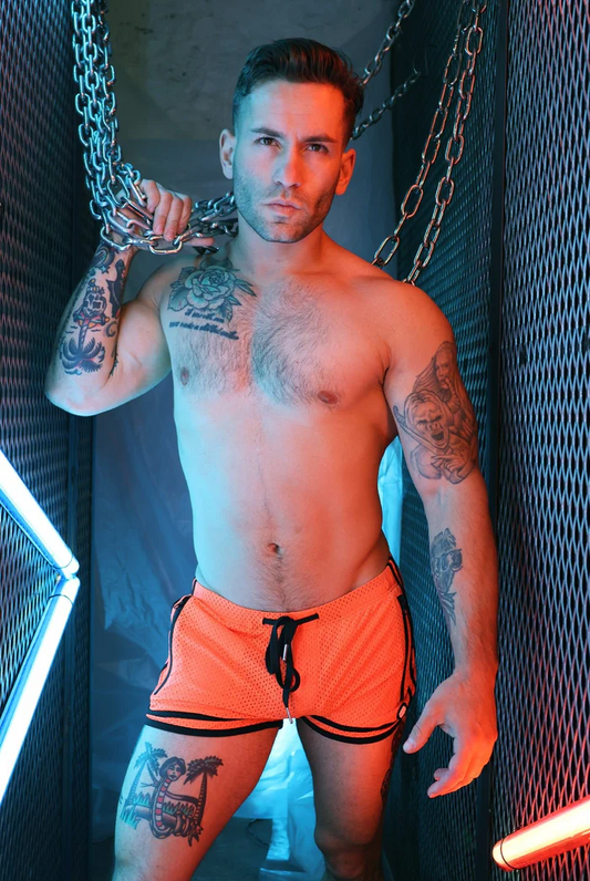 BREEDWELL REMIX CIRCUIT SHORTS - NEON ORANGE