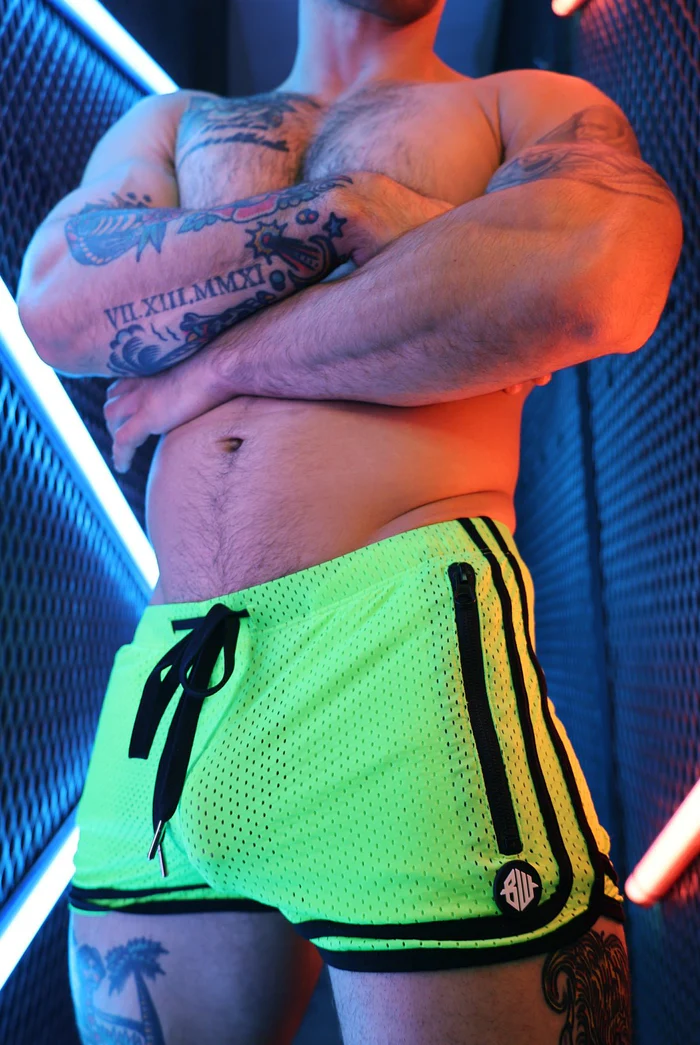 BREEDWELL REMIX CIRCUIT SHORTS - NEON GREEN