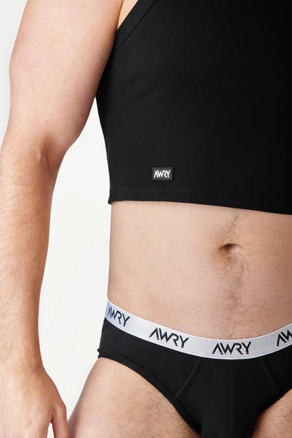 AWRY RIBBED CROP TANK - BLACK