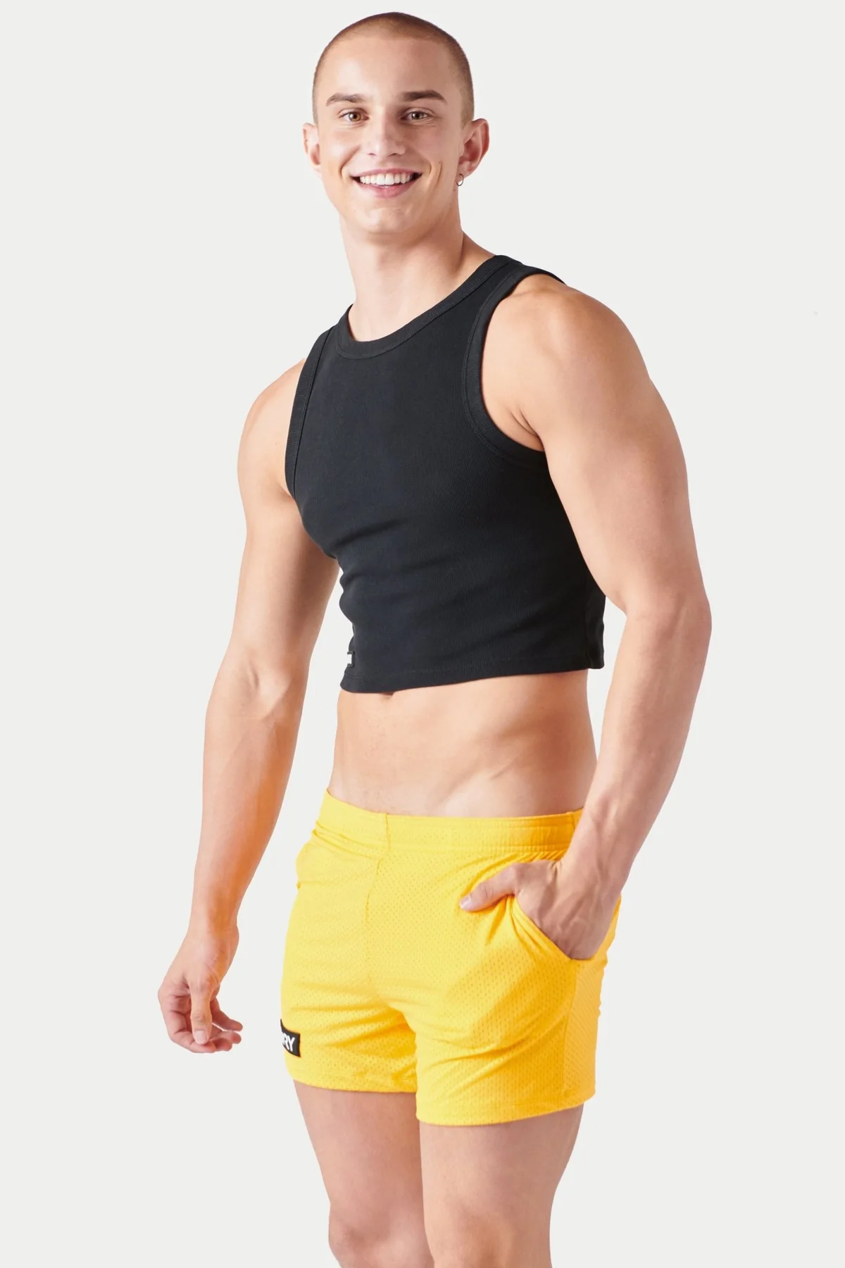 AWRY RIBBED CROP TANK - BLACK