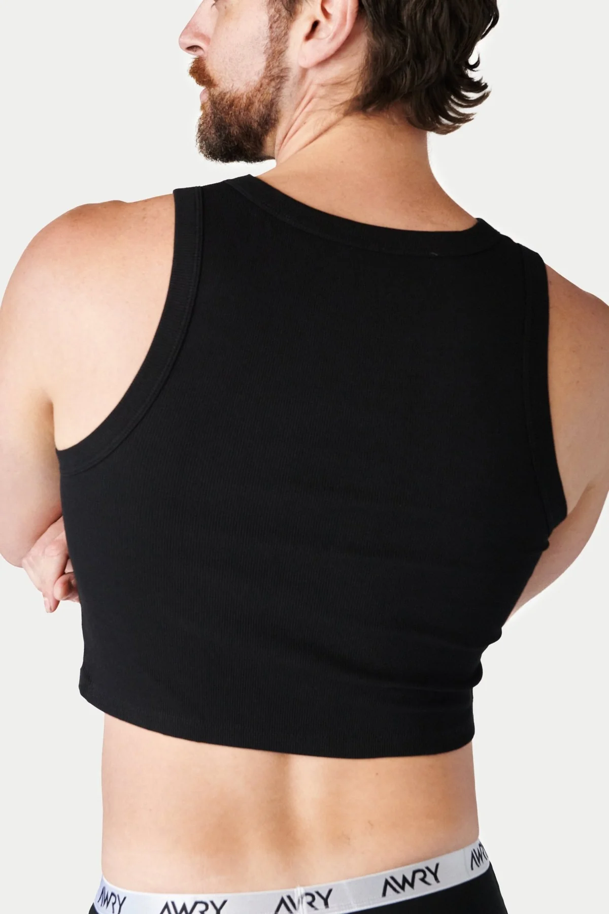 AWRY RIBBED CROP TANK - BLACK