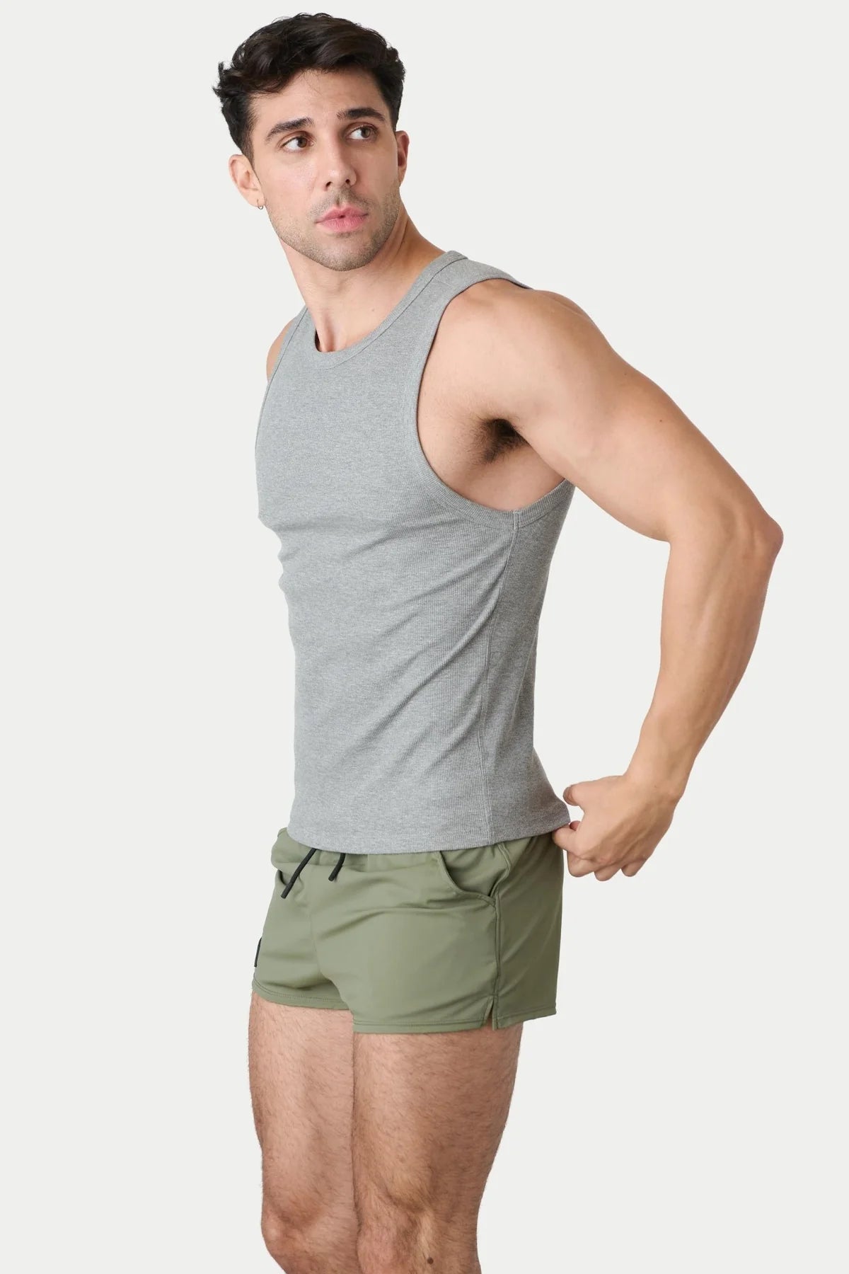 AWRY RIBBED TANK - HEATHER GRAY