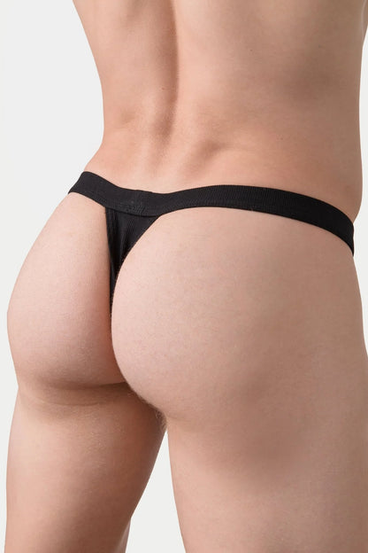AWRY RIBBED THONG - BLACK