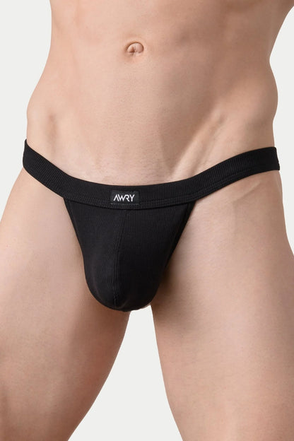 AWRY RIBBED THONG - BLACK