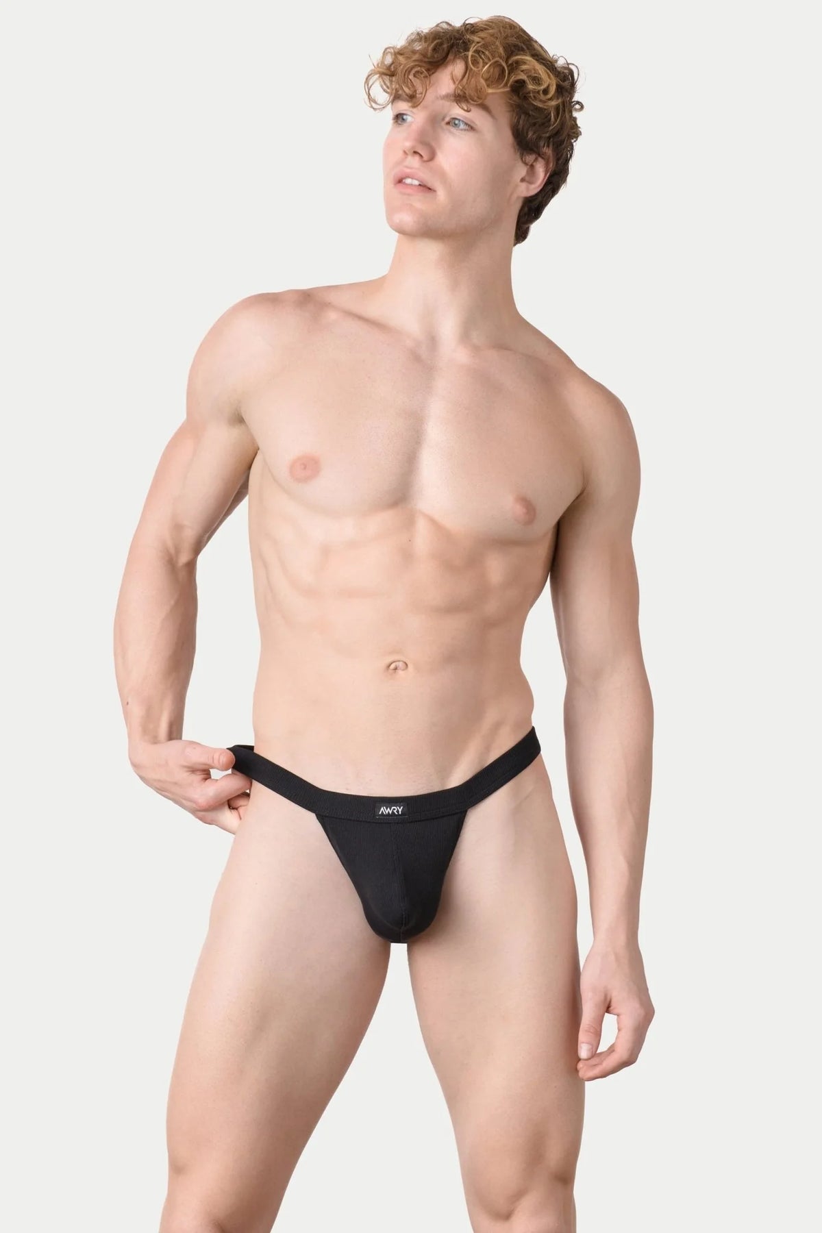 AWRY RIBBED THONG - BLACK