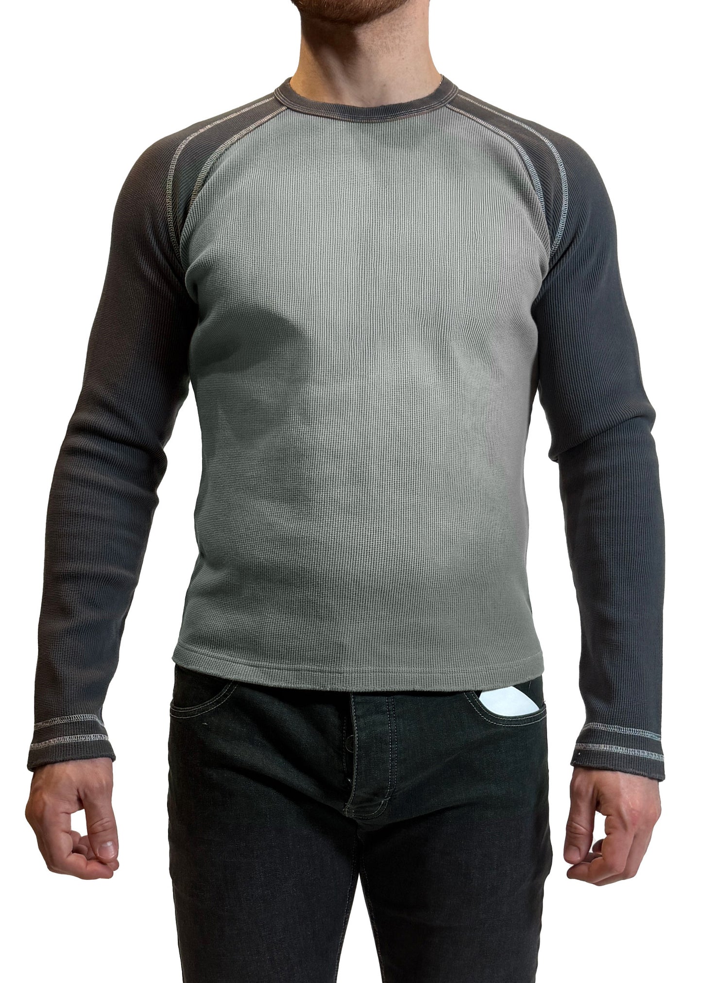 NASTY PIG THERMO HENLEY LONG SLEEVE - SHARK GREY/ FOSSIL GREY