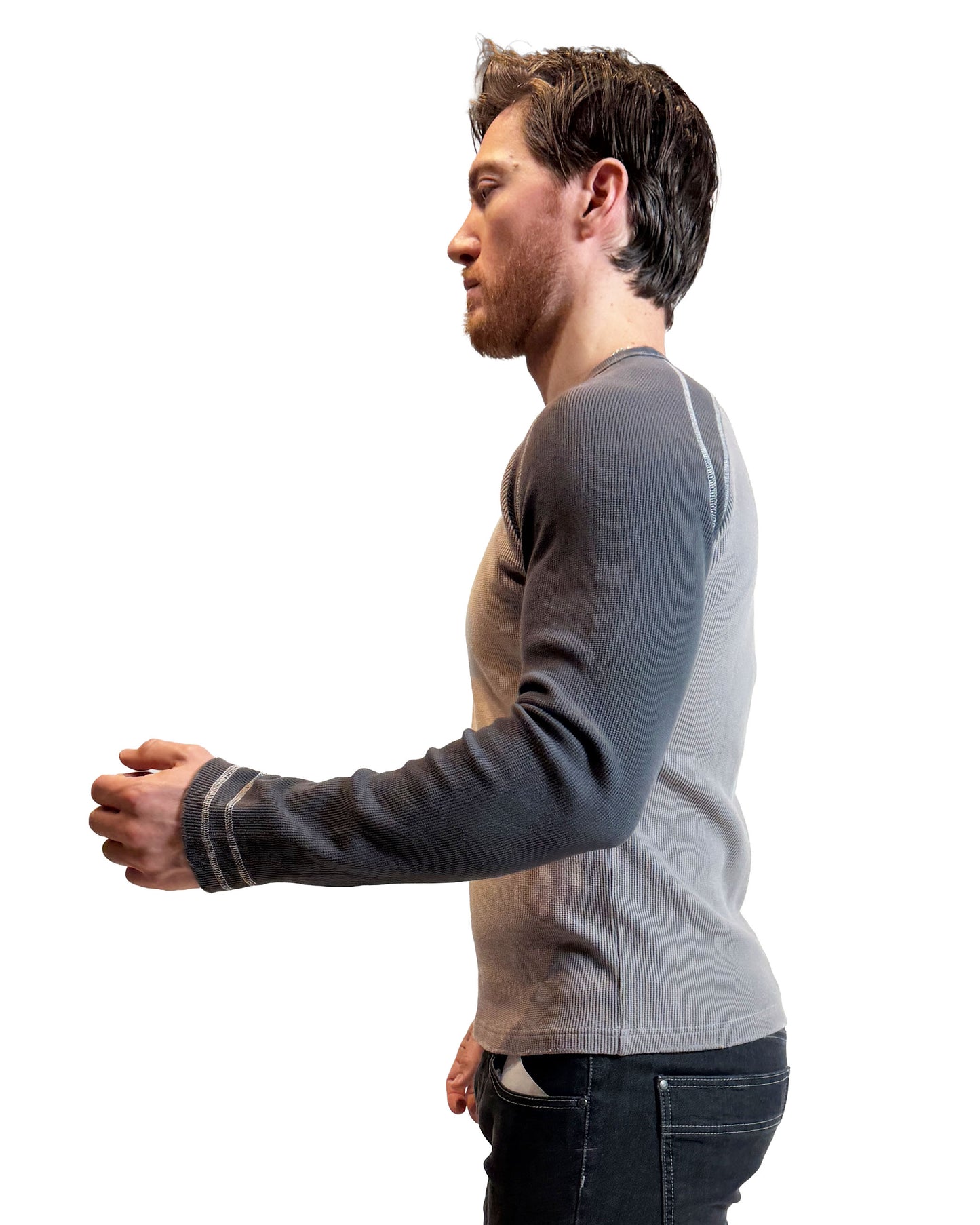 NASTY PIG THERMO HENLEY LONG SLEEVE - SHARK GREY/ FOSSIL GREY