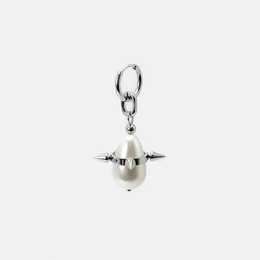 RARE ROMANCE SPIKED TEAR DROP PEARL EARRING (SINGLE)
