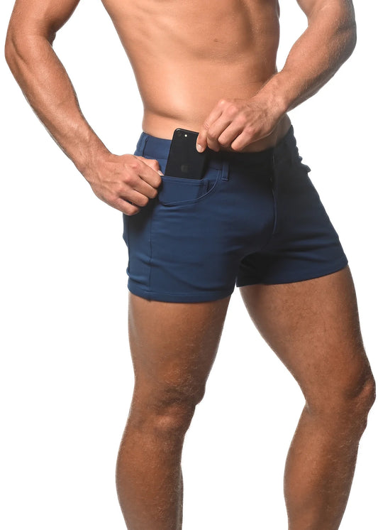 ST33LE 3” STRETCH KNIT JEAN SHORTS PEACOAT