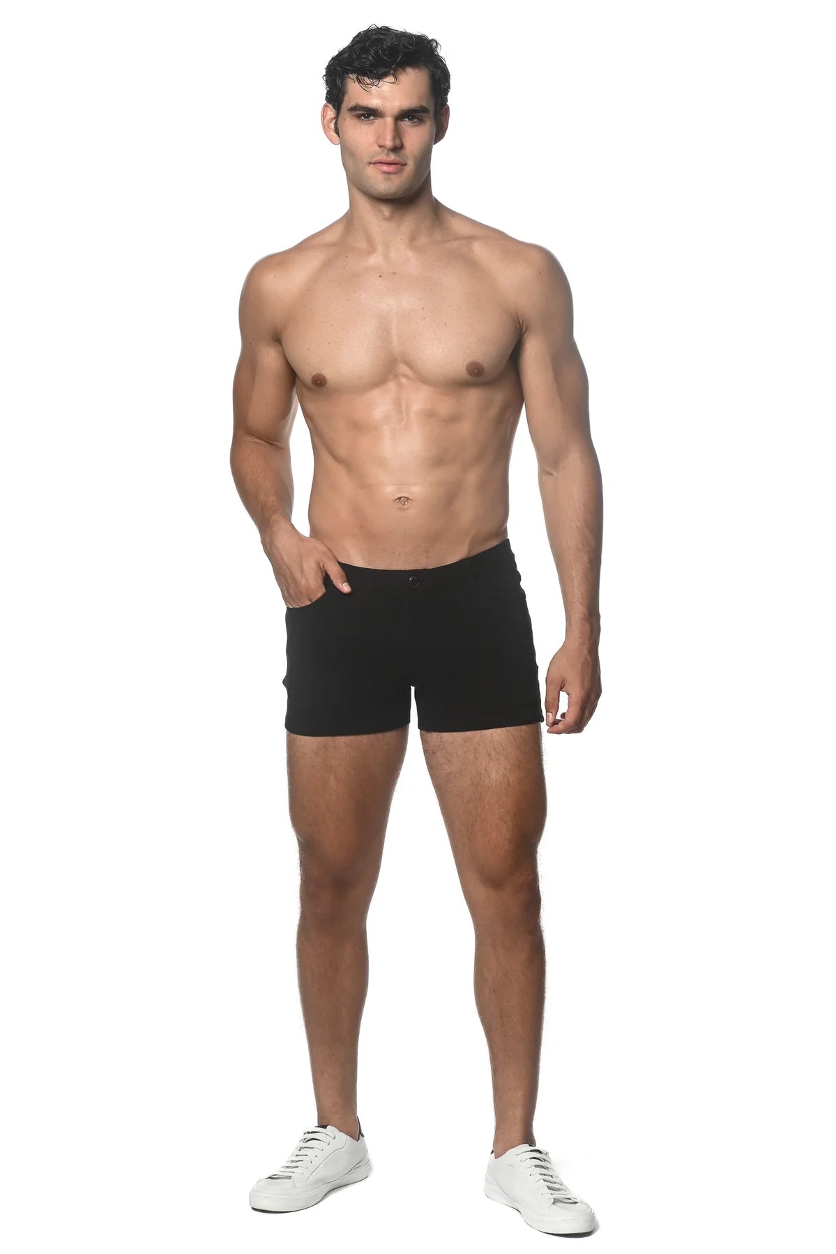 ST33LE 3” STRETCH KNIT JEAN SHORTS BLACK