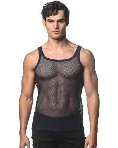 ST33LE STRETCH MESH TANK W/ SIDE TAPE NAVY