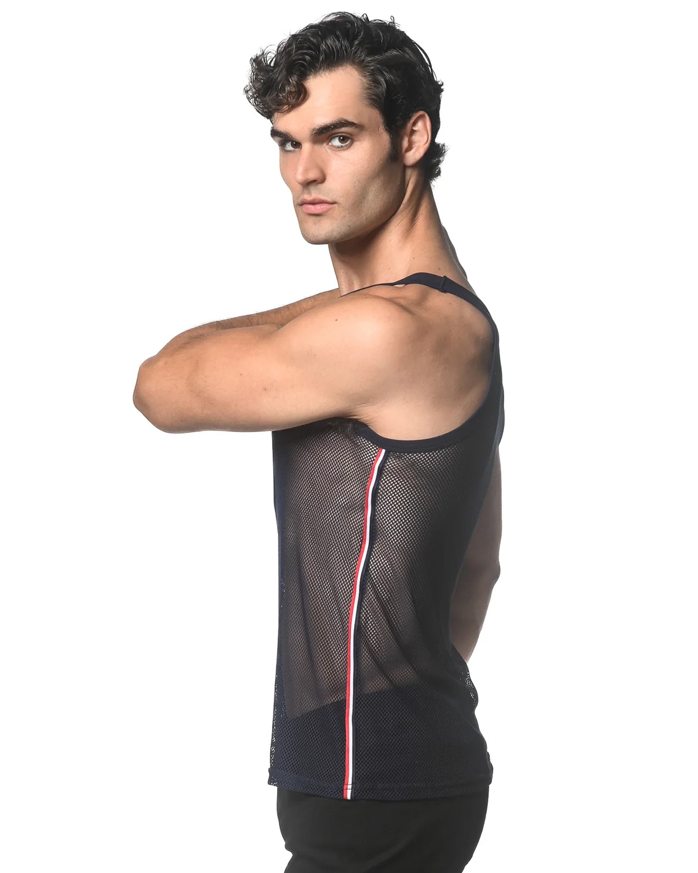 ST33LE STRETCH MESH TANK W/ SIDE TAPE NAVY