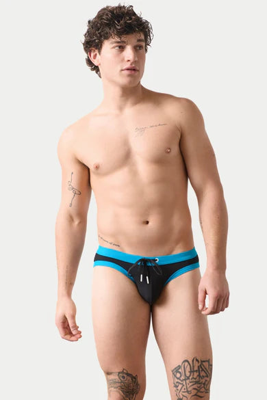 AWRY SURGE CONTRAST BRIEF - BLACK/ TURQUOISE
