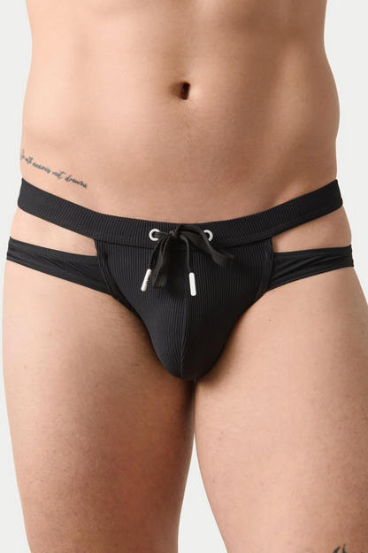 AWRY SURGE SPLIT SWIM BRIEF - BLACK