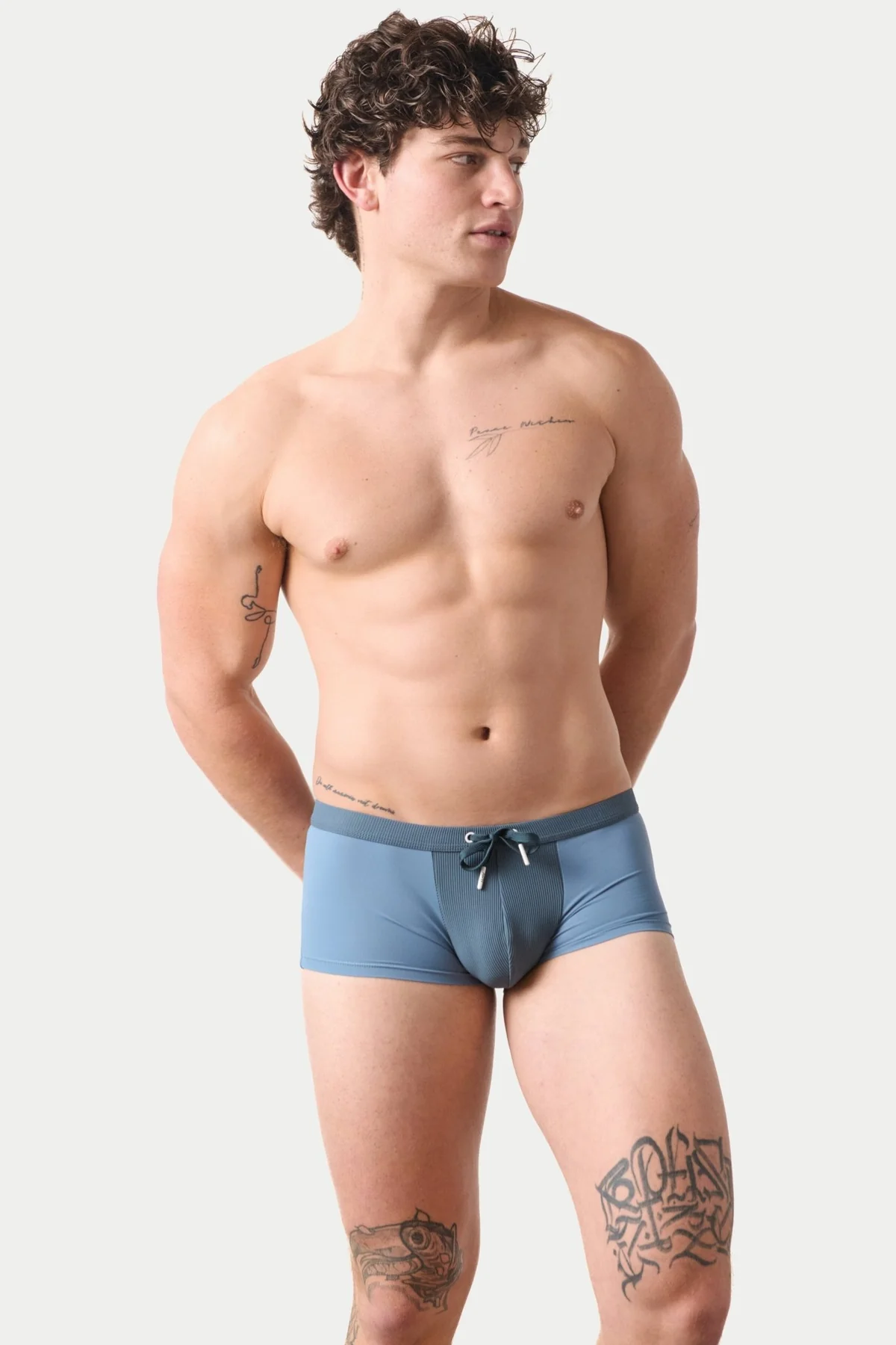 AWRY SURGE SWIM THONG TRUNK - STEEL BLUE