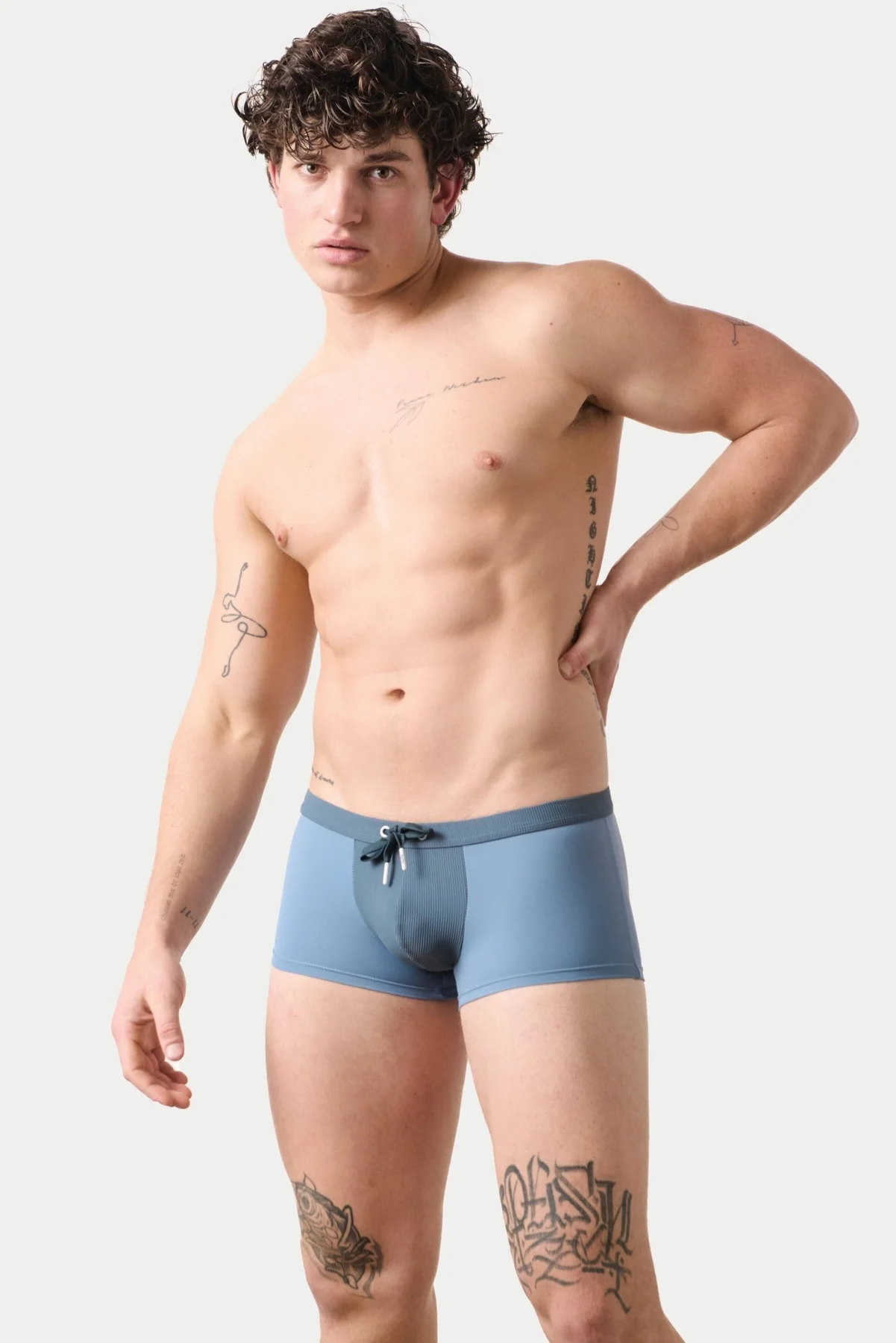 AWRY SURGE SWIM THONG TRUNK - STEEL BLUE
